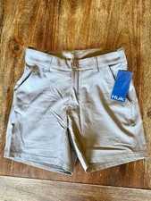 Huk Youth Boys Gray Performance Hidden Elastic Waist Shorts Size M Above Knee