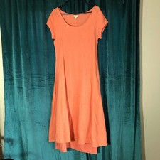 J Jill womens 8 peach orange short cap sleeve maxi linen dress minimalist travel