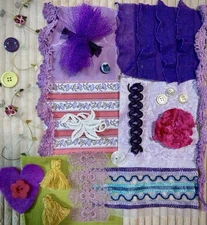 Slow Stitch Junk Journal Kit Craft Sewing Crochet Vintage Fabric Lace #02