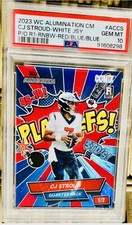 CJ STROUD 2023 WILD CARD PLAYOFFS RED BLUE BLUE COMIX ROOKIE 1/2 PSA 10 NON AUTO