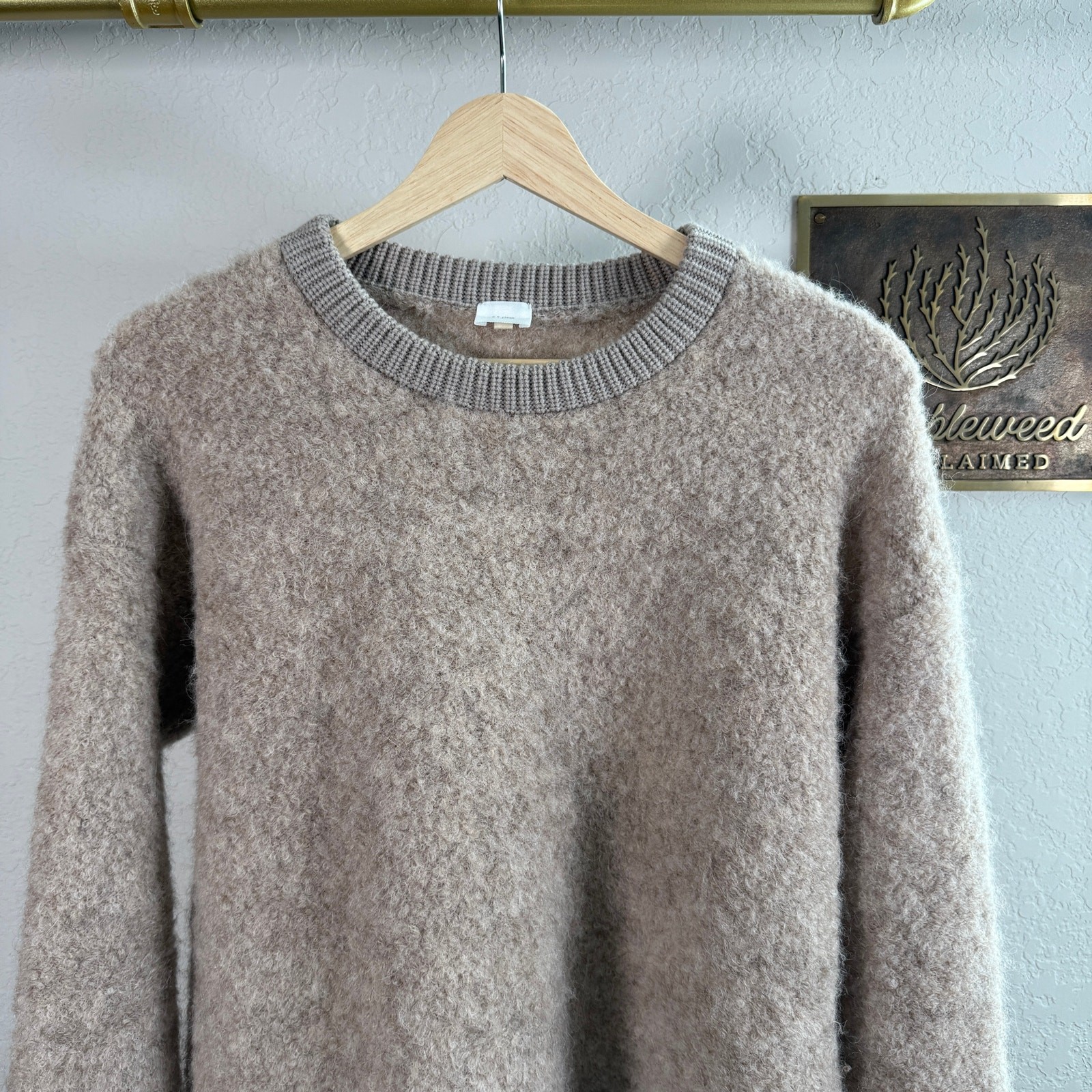 Women's C.T. Plage Light Brown Pullover Wool Blend Fuzzy Sweater Size 38 US 6-8