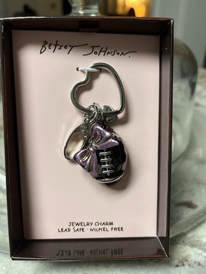 Betsey Johnson Football with Bow Keychain / Bag Charm in Gift Box