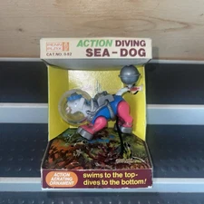 Vintage Penn Plax Action Diving Sea Dog Aquarium Ornament NIB 
