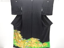 7732174: JAPANESE KIMONO / TOMESODE / SILK / CARRIAGE  FLOWERS  BIRDS