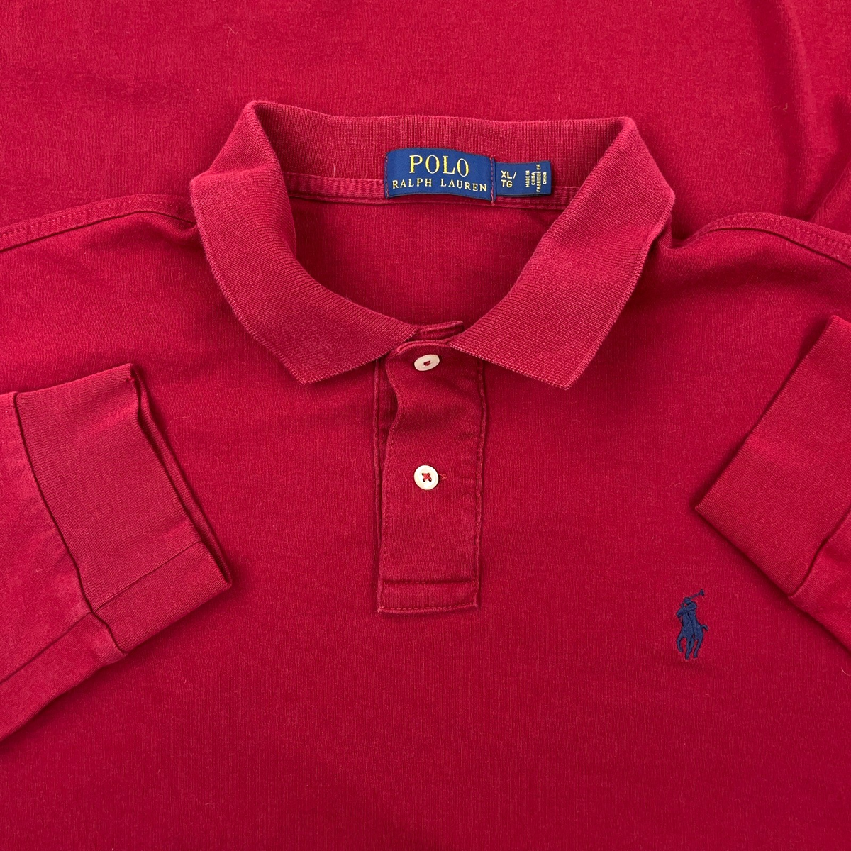 や*ん様 Polo Ralph Lauren USAポロシャツ XL/TG Ralph Lauren Polo Shirt Men XL Red Blue Pony Long Sleeve Rugby