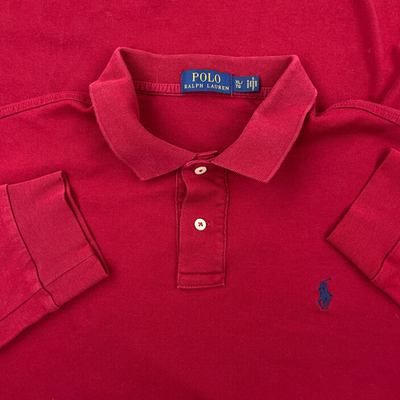 Ralph Lauren Polo Shirt Men XL Red Blue Pony Long Sleeve Rugby