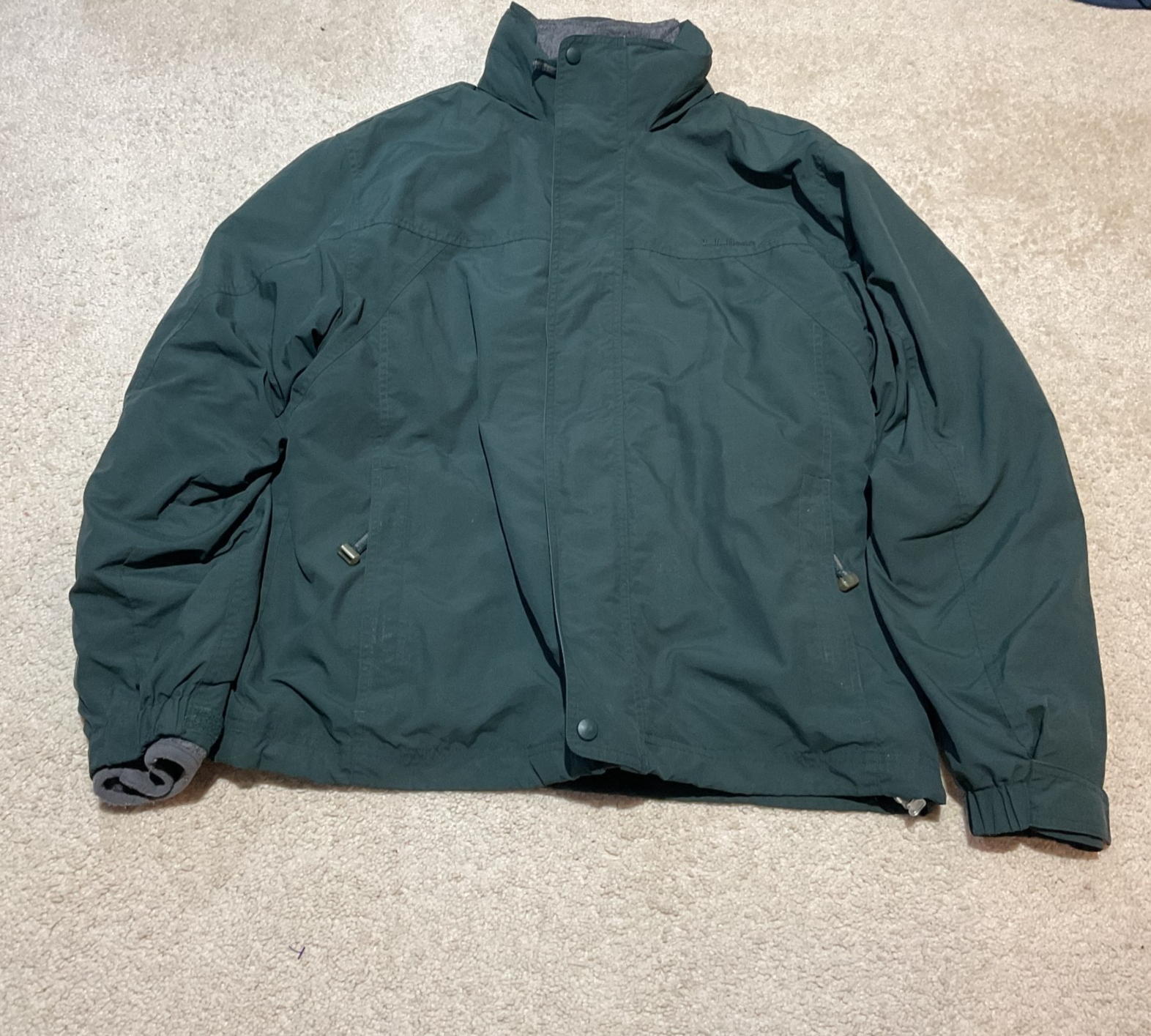 LL Bean Mens Green Insulated Fleece Jacket Large