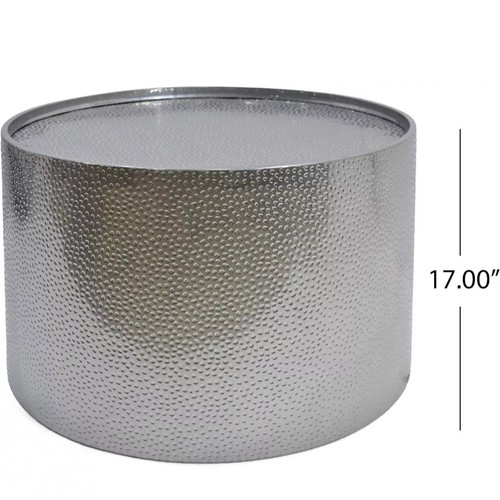 Christopher Knight Home Rache Modern Round Coffee Table w/ Hammered Iron, Silver - Picture 3 of 6