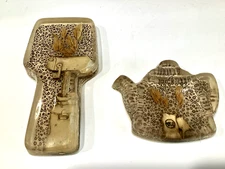 VINTAGE MCM ACRYLIC 1960's SPOON REST WHEAT THEME LOT OF 2