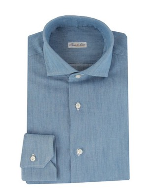 $600 Fiori Di Lusso Light Blue Cotton Shirt - Slim - (FL7152611)