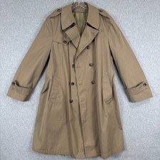 Unbranded Mens Khaki Trench Coat Size 44 Reg Made in USA FLAWS