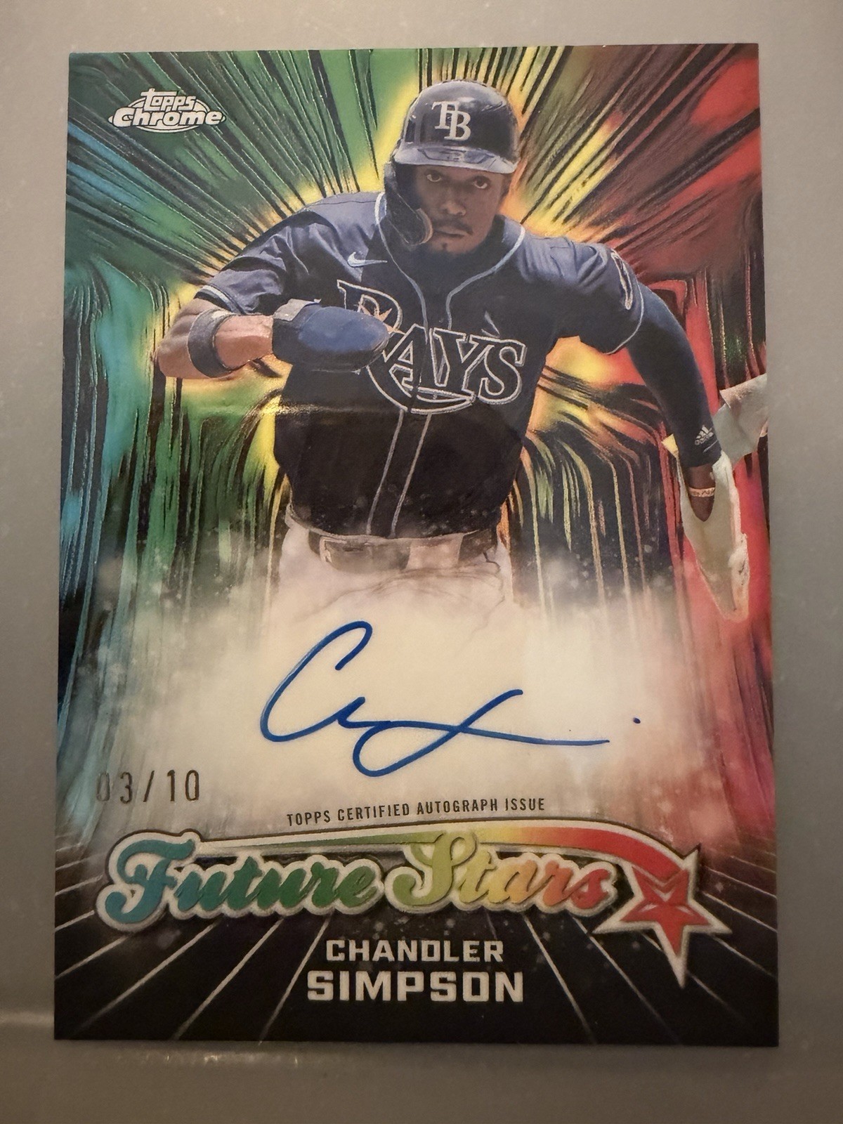 2026 Topps Chrome Chandler Simpson Future Stars Black Auto 3 /10 RC Rays SS Rare