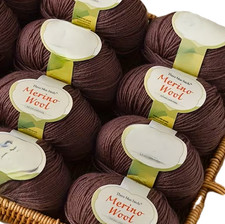 Merino Wolle- 5x 50 gr. -aubergine  -heller wie auf dem Foto!!