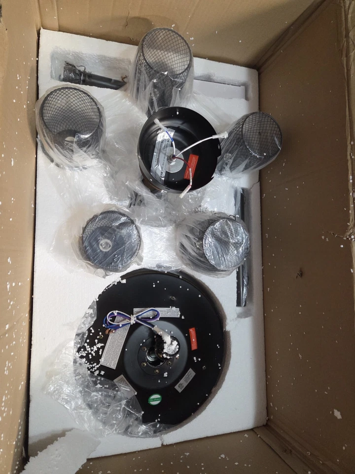 Slatin 52-inch 5-light Lighted Ceiling Fan with Mesh Shade Black, Faux Wood 52-i - Image 3 of 4