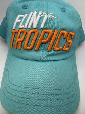 Vintage Flint Tropics Jackie Moon SnapBack Hat Teal Palm Tree