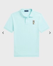 Ralph Lauren Bear Embroidered Mesh Cotton Polo Shirt Boys Sz 7