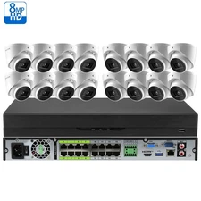 16CH 8MP Smart Security Camera System 4K IR MIC IP Camera AI 2SATA 16POE NVR Lot