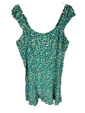 OLD NAVY Cami Dress Size XL Blue Green Floral Boho Cottage Peasant Smocked Ditzy