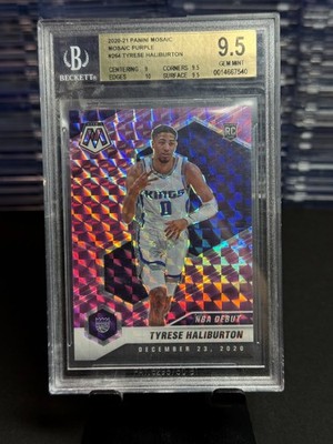 2020-21 Panini Mosaic NBA Debut Tyrese Haliburton #264 Purple Mosaic /49 BGS 9.5