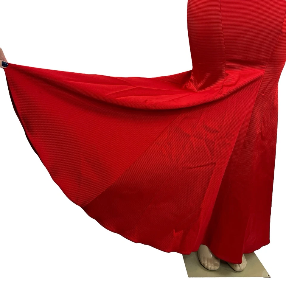 Zac Zac Posen Mermaid Gown Size 2 Red Shoulder Tie Formal Special Occasion Dress Foto 4 de 4