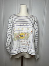 Vintage Camp Beverly Hills Sweatshirt 1980s Colorful Button Detail FAST SHIP