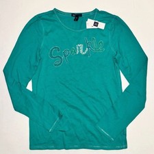 NEW Gap kids girls XXL 14 teal blue green sequin sparkle top shirt tee holiday