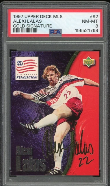 Alexi Lalas 1997 Upper Deck MLS Gold Signature Card #S2 Revolution PSA 8