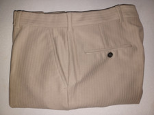 Vintage Men's Sears Roebuck and Co. 1970s 100 Poly Beige PinStriped Pants 34W29L