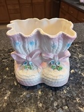 Vintage Relpo baby booties planter pink SY1352 nursery baby shower SEE