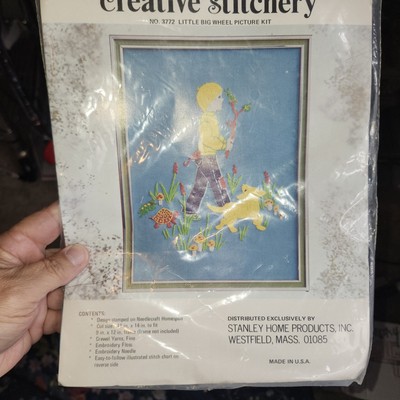 Creative Stitchery Kit Crewel Stanley Home Prod Little Big Wheel Boy Dog Turtle