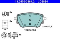 Bremsbelagsatz Scheibenbremse Hinten Ate 130470 38842 FüR Mercedes