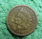 1905 INDIAN PENNY - NECK ERROR