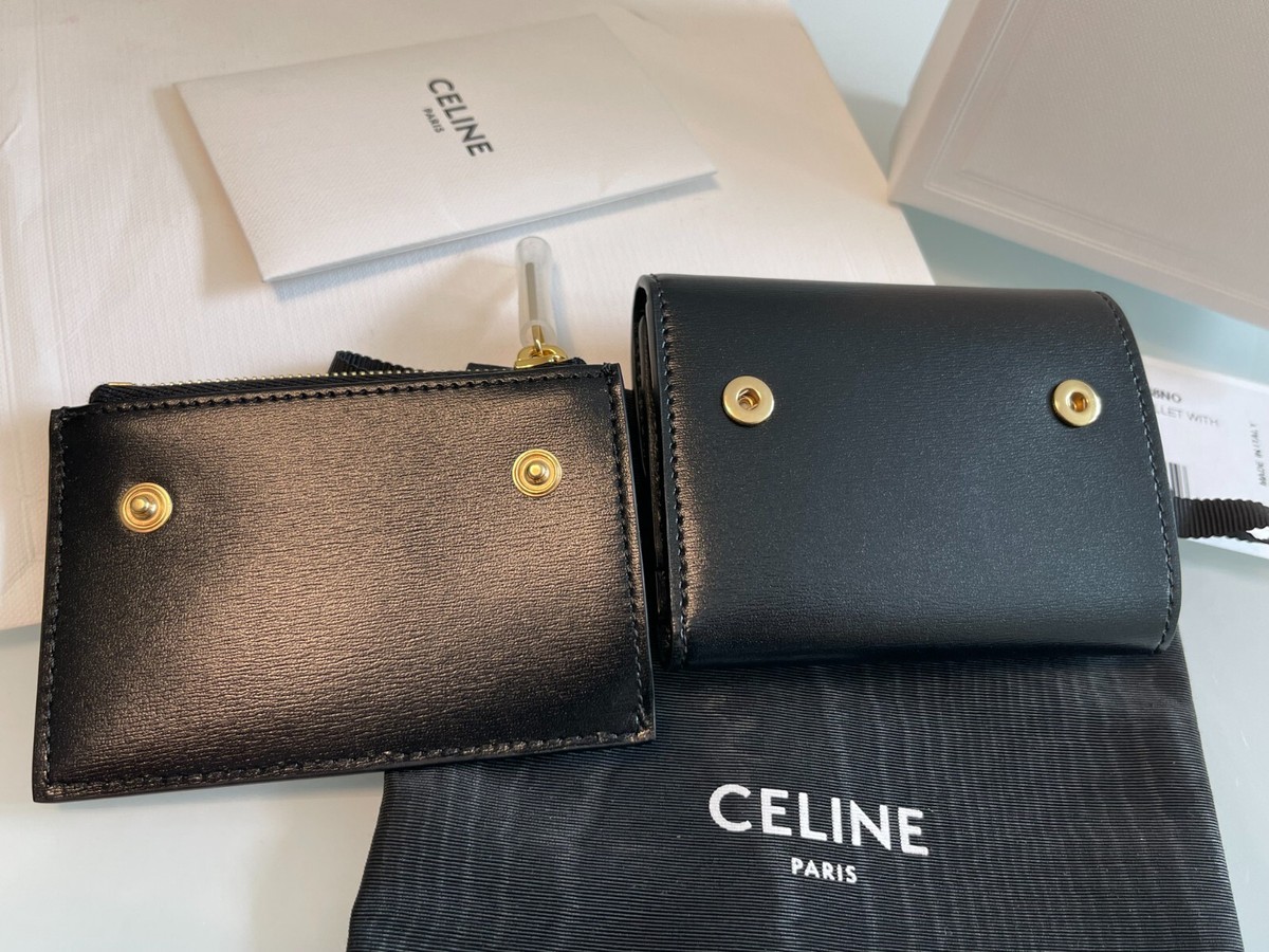 NWT Authentic Celine Triumph Compact Wallet Shiny Calfskin NWT Authentic Celine Triumph Compact Wallet Shiny Calfskin