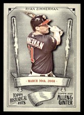 2021 Topps Allen & Ginter #HH-50 Ryan Zimmerman Historical Hits card