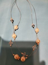 Floating Illusion Faux Pearls and Crystals 18 in. Double Strand Necklace