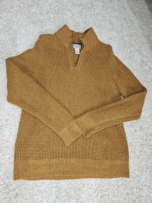 Men's Organic Cotton Waffle Sweater, Quarter-Zip Burnt Yellow  Med - Main Image