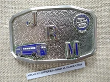1950s BELT BUCKLE for BUS DRIVER w UNION SEAL & BUS Picture and Initials J.R.M.