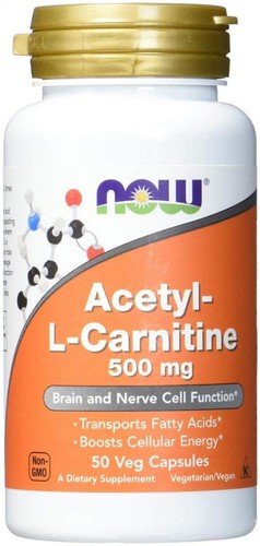 NOW® Acetyl-L-Carnitine, 500 mg, 100 Veg Caps   - Picture 4 of 26