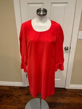 Emporio Armani Red Shift Long Sleeve Dress, Size 8 (US), 44 (IT) NWT! $775