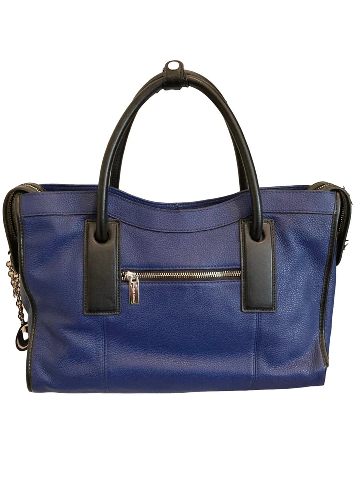 Сумка с короткими ручками Charles Jourdan Kaula двухцветная темно-синяя черная парижская шагреневая кожа рекомендуемая розничная цена производителя 450 долл. США - Изображение 3 из 3