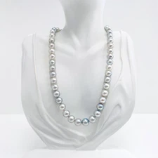 Japanese Blue Akoya Pearls Necklace Loose Strand 9mm to 10mm Roundish Baroque