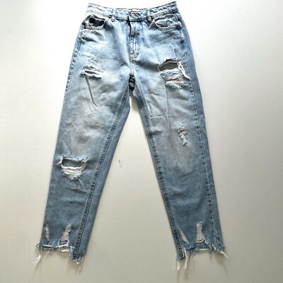 Pull&Bear Women's Distressed Ripped Jeans Size High Waist