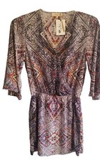 Eight Sixty Womens Bell Sleeve Cream Multicolor Lined Dress MultiPattern Size M