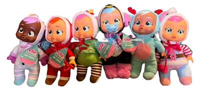 Cry Babies Tiny Cuddles CHRISTMAS Set OF 6 Santa Clause Reindeer Candy Cane