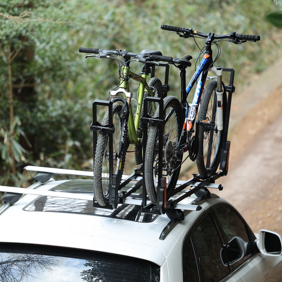 TOOENJOY 2PCS Roof Bicycle Car Rack,Bike Rooftop Mount Rack w/Dual Load ...