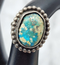 Old Pawn Vintage Native American Sterling Turquoise Ring Size 5
