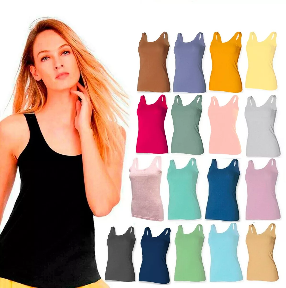 LADIES Women COTTON VEST WOMEN PLAIN SUMMER CASUAL TANK TOP T