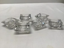 6 Vintage Clear Glass Square Salt Dips-Tapered Sides-2" Square on Top-1" on Bot.