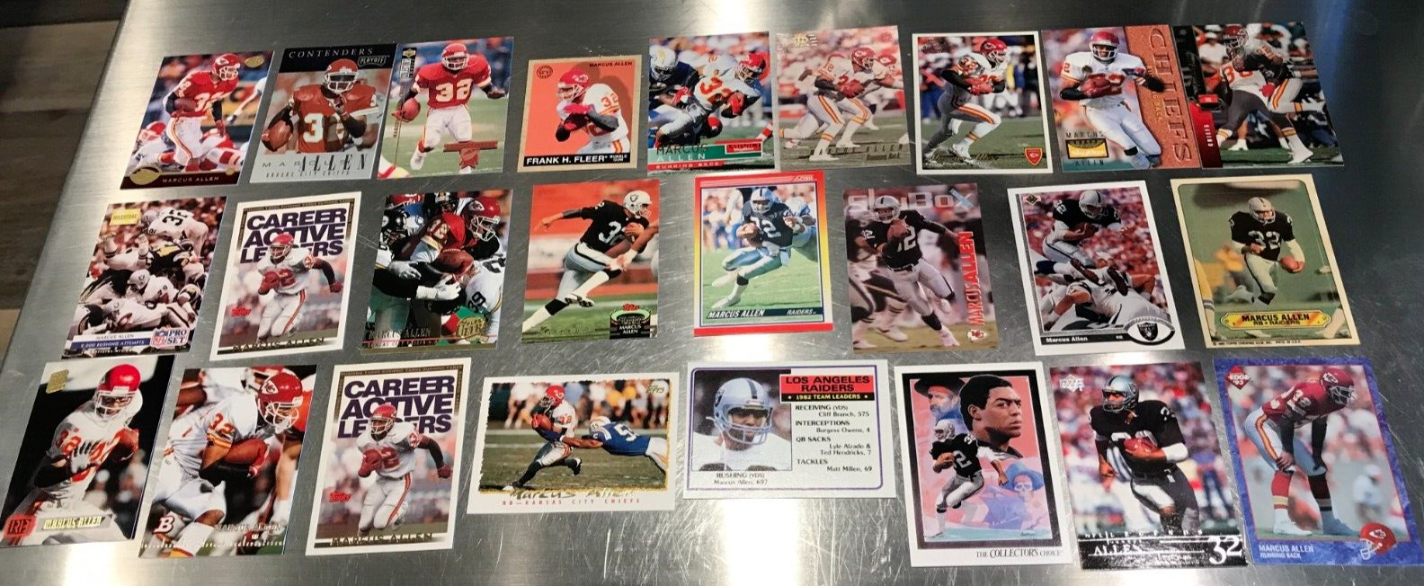 LOT OF 25 FOOTBALL MARCUS ALLEN CHIEFS/RAIDERS CARDS-MAR356