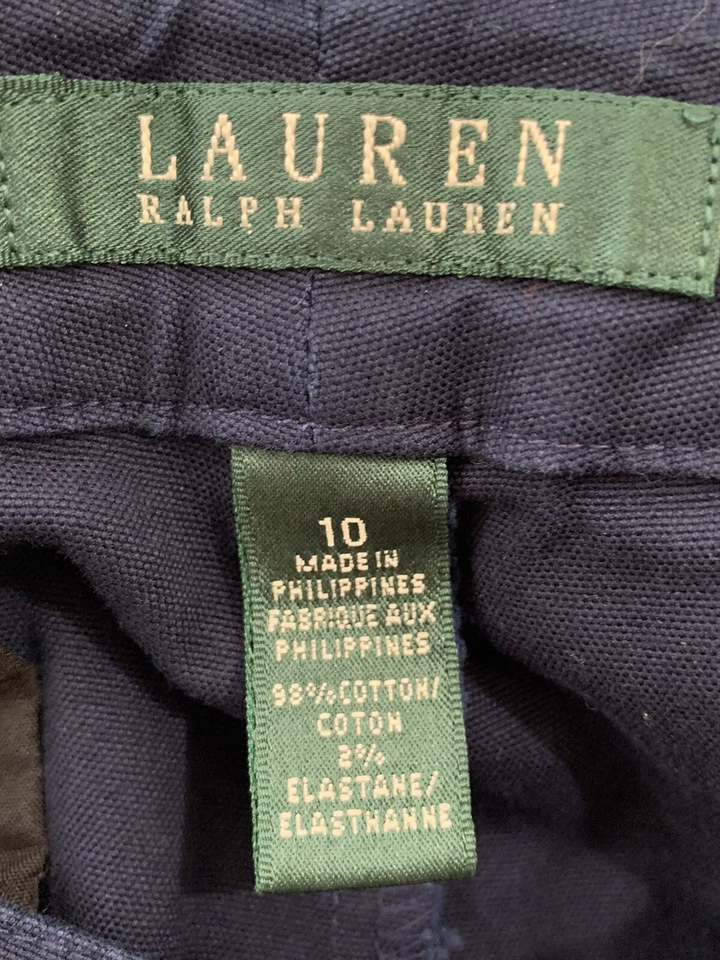 Lauren Ralph Lauren Chino Pants Sz 10 Womens Navy Gold Accents Straight Leg - Изображение 4 из 4
